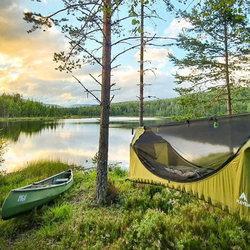 Haven tent with canoe