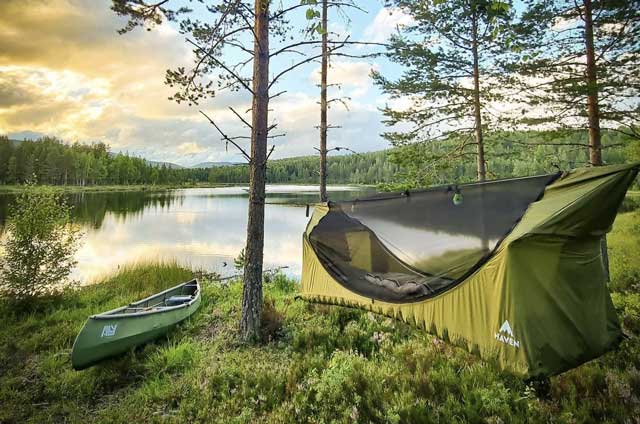 Haven tent with canoe